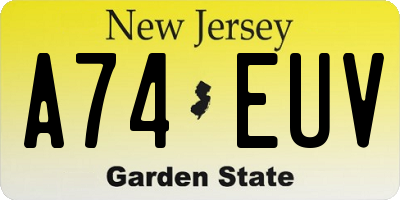 NJ license plate A74EUV