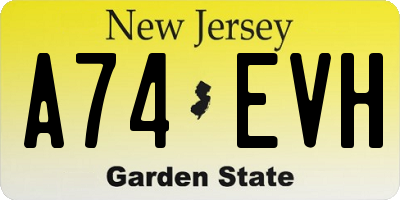 NJ license plate A74EVH