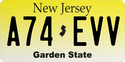 NJ license plate A74EVV