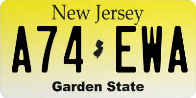 NJ license plate A74EWA