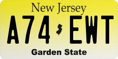 NJ license plate A74EWT