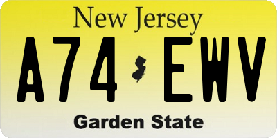 NJ license plate A74EWV