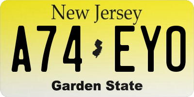 NJ license plate A74EYO
