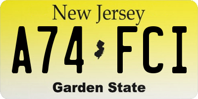 NJ license plate A74FCI