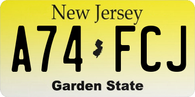 NJ license plate A74FCJ