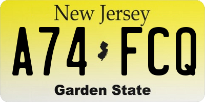 NJ license plate A74FCQ