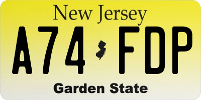 NJ license plate A74FDP