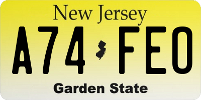NJ license plate A74FEO
