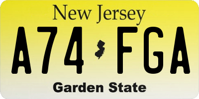 NJ license plate A74FGA