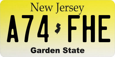 NJ license plate A74FHE