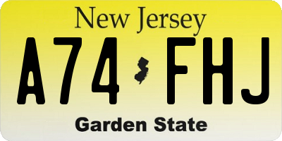 NJ license plate A74FHJ