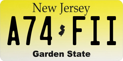 NJ license plate A74FII