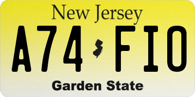 NJ license plate A74FIO