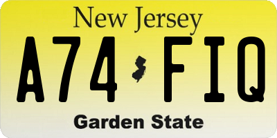 NJ license plate A74FIQ