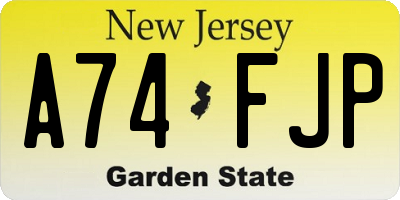 NJ license plate A74FJP