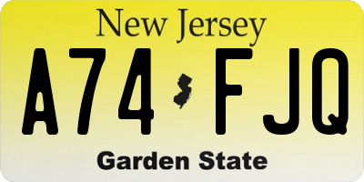 NJ license plate A74FJQ
