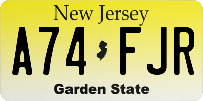 NJ license plate A74FJR