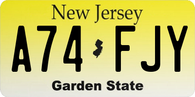 NJ license plate A74FJY