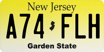 NJ license plate A74FLH