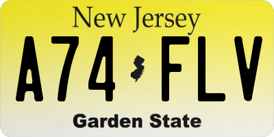 NJ license plate A74FLV