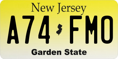 NJ license plate A74FMO