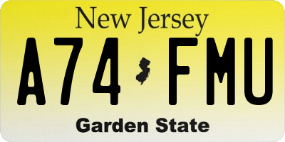 NJ license plate A74FMU