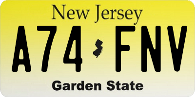 NJ license plate A74FNV