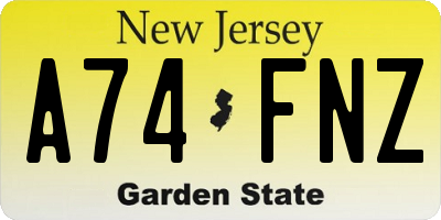 NJ license plate A74FNZ