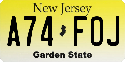 NJ license plate A74FOJ
