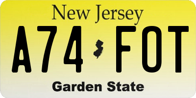 NJ license plate A74FOT