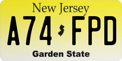 NJ license plate A74FPD