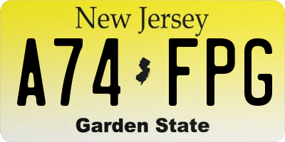 NJ license plate A74FPG