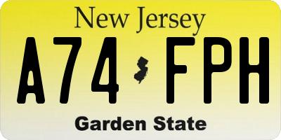 NJ license plate A74FPH