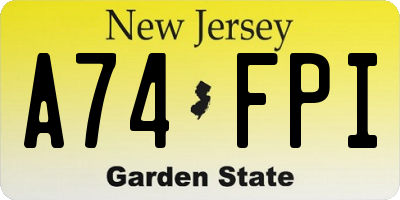 NJ license plate A74FPI