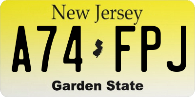 NJ license plate A74FPJ