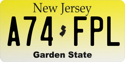 NJ license plate A74FPL