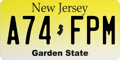 NJ license plate A74FPM