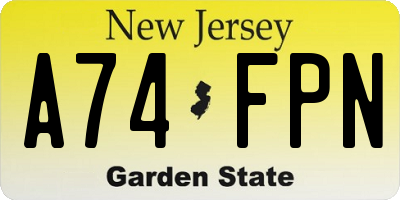 NJ license plate A74FPN