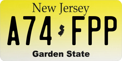 NJ license plate A74FPP