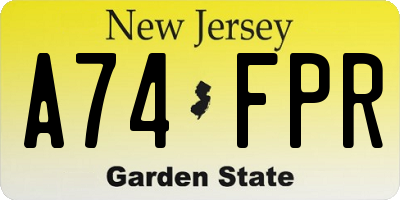 NJ license plate A74FPR