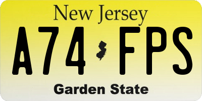 NJ license plate A74FPS