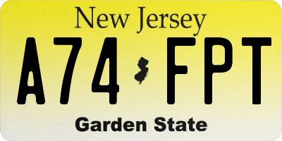 NJ license plate A74FPT