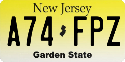 NJ license plate A74FPZ