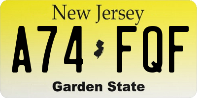 NJ license plate A74FQF