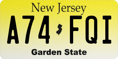 NJ license plate A74FQI