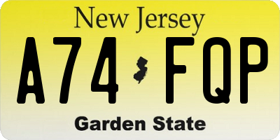 NJ license plate A74FQP