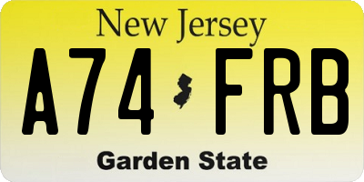 NJ license plate A74FRB