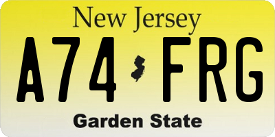 NJ license plate A74FRG