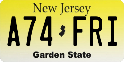 NJ license plate A74FRI