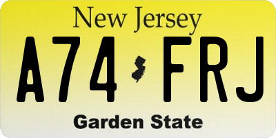 NJ license plate A74FRJ